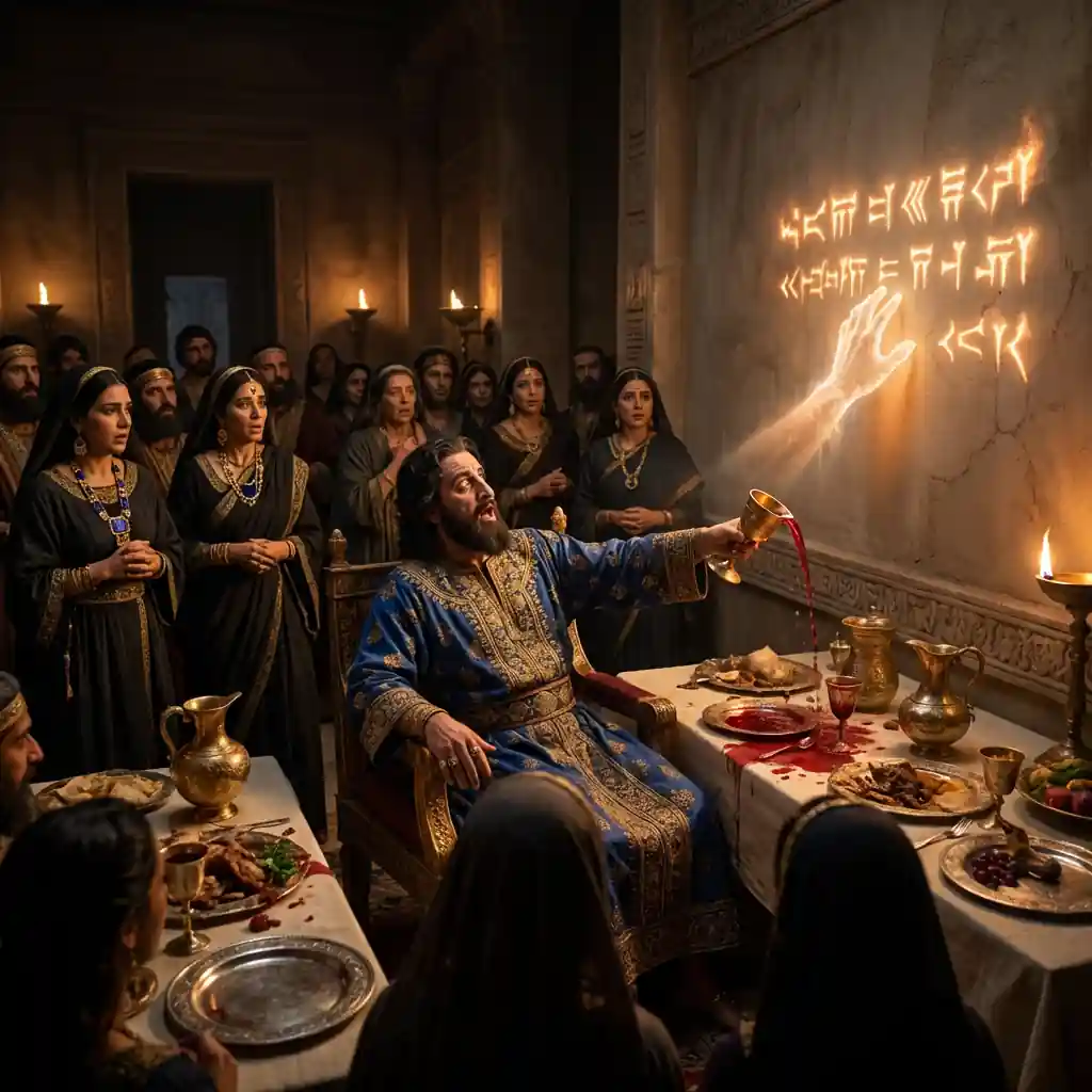 The writing on the wall during Belshazzar's feast