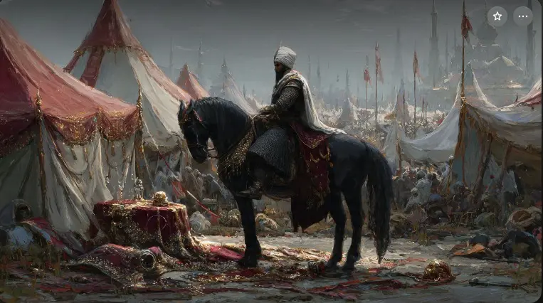 Sultan Selim I inside Shah Ismail's royal tent after winning the Battle of Chaldiran