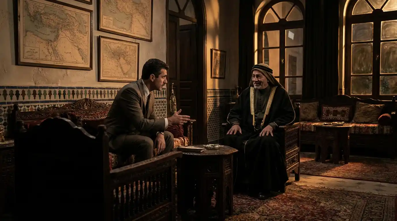 Eli Cohen meeting a Syrian officer.