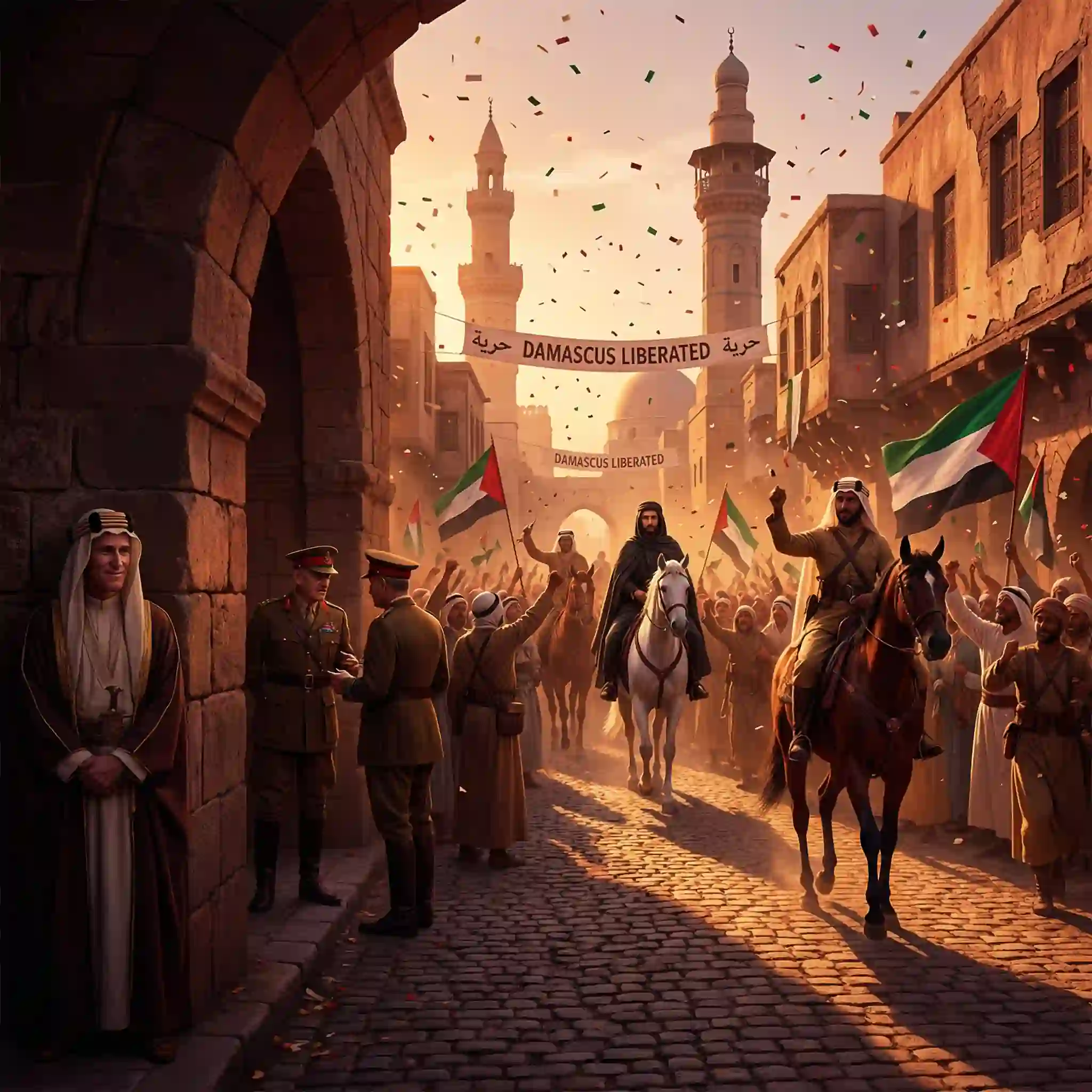 General Allenby meeting Prince Faisal in Damascus and Lawrence of Arabia's motorcycle crash
